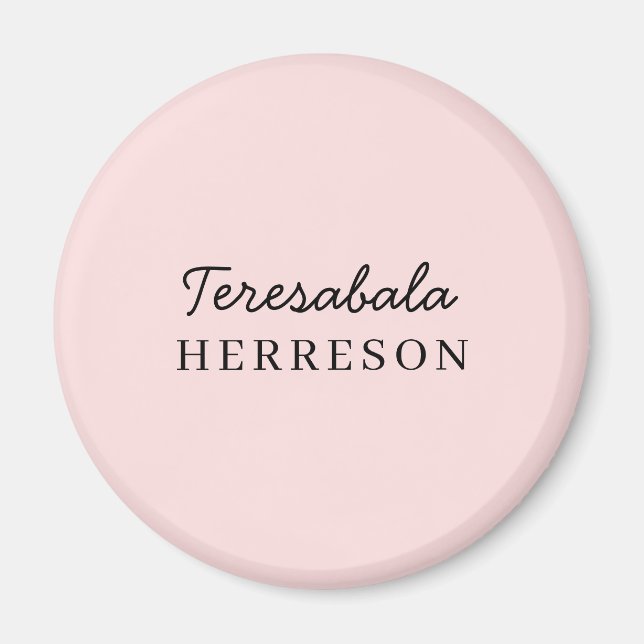 Monogram Blush Pink Modern Minimalist Feminine Magnet (Front)