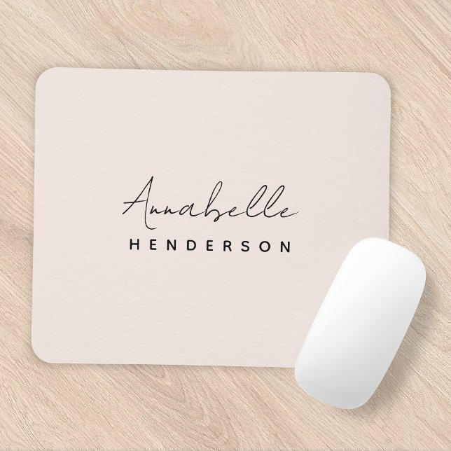 Monogram Blush Pink | Modern Minimalist Feminine Mouse Pad (Creator Uploaded)