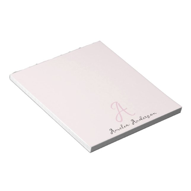 Monogram Blush Pink | Modern Minimalist Feminine Notepad (Angled)