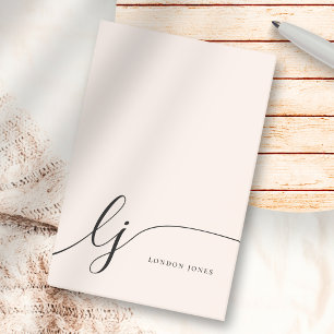 Monogram Blush Pink Modern Minimalist Feminine Post-it Notes
