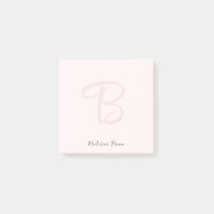 Monogram Blush Pink Modern Minimalist Feminine Post-it Notes