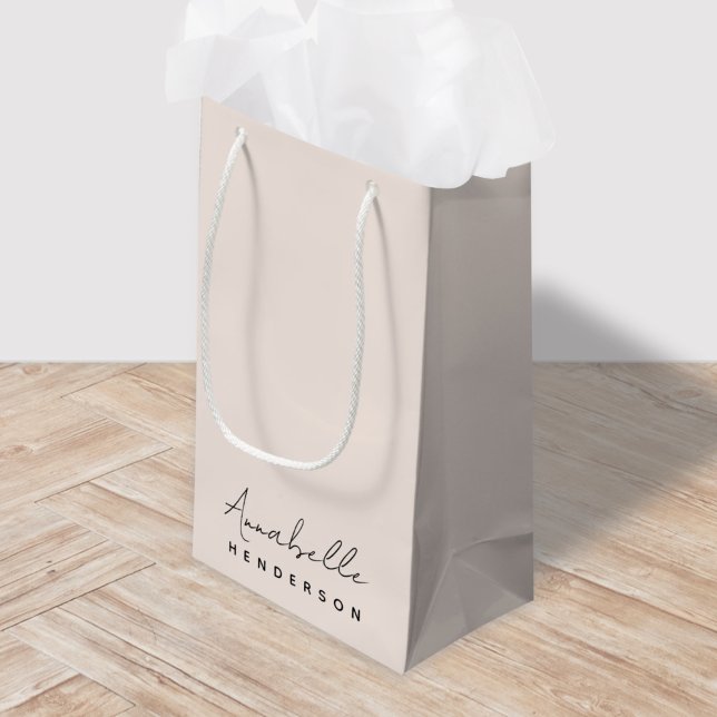 Monogram Blush Pink | Modern Minimalist Feminine Small Gift Bag (Creator Uploaded)