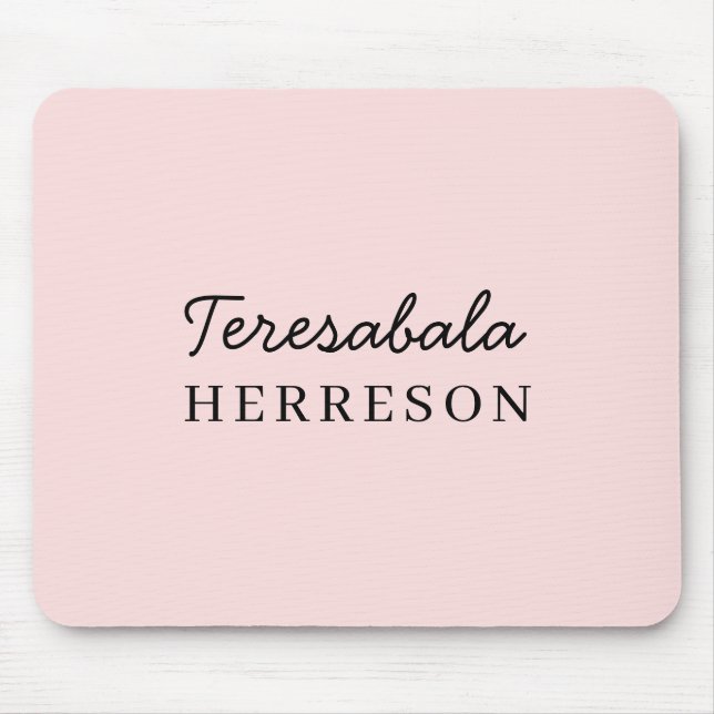 Monogram Blush Pink Modern Minimalist Feminine Sty Mouse Pad (Front)