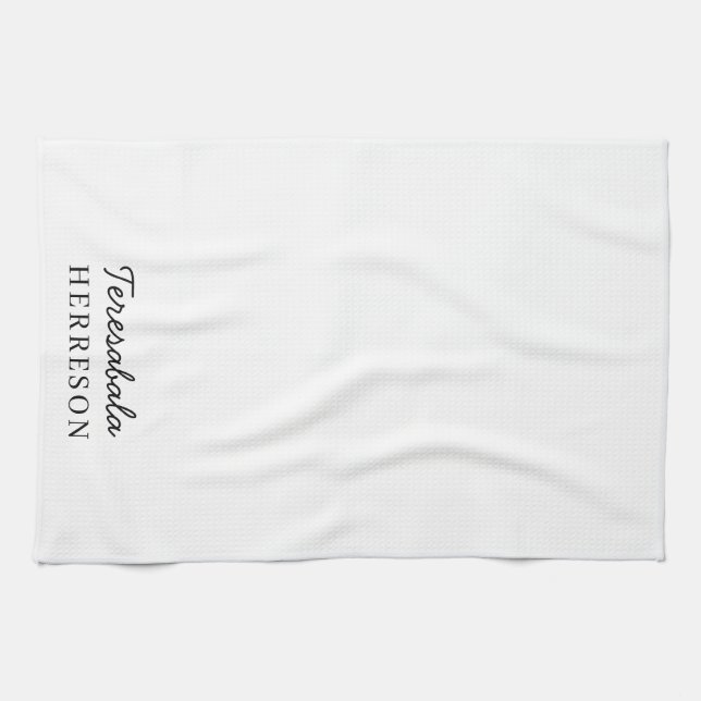 Monogram Blush Pink Modern Minimalist Feminine Tea Towel (Horizontal)