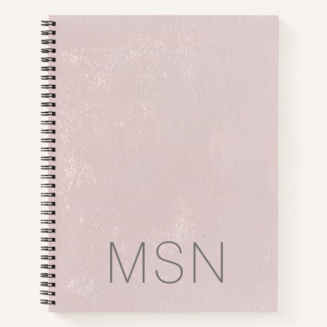 Monogram Blush Pink Painted Abstract Notebook (Front)