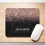 Monogram Blush Pink Rose Gold Glitter & Sparkle Mouse Pad<br><div class="desc">Rose Gold - Pink and Black Faux Glitter Sparkle Elegant and Modern Chic Trendy Luxury Monogrammed Mouse Pad. These monogram - add your own name customised mousepad can be updated with your name.</div>