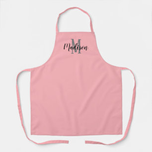 Monogram Blush Pink Script Personalised Apron