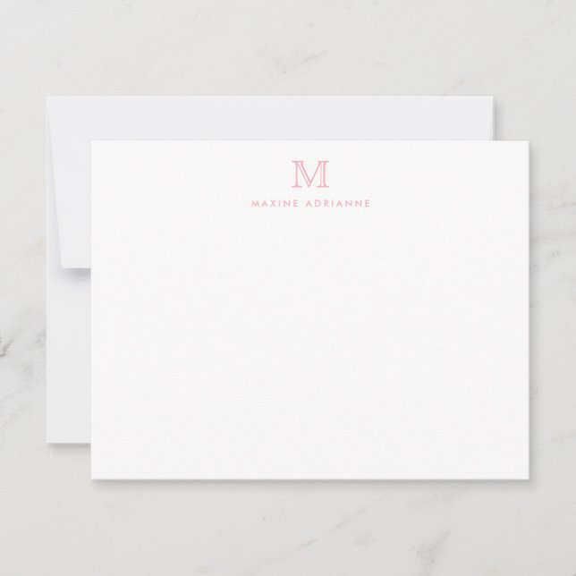 Monogram Blush Pink Simple Classic Elegant Stylish Card (Front)