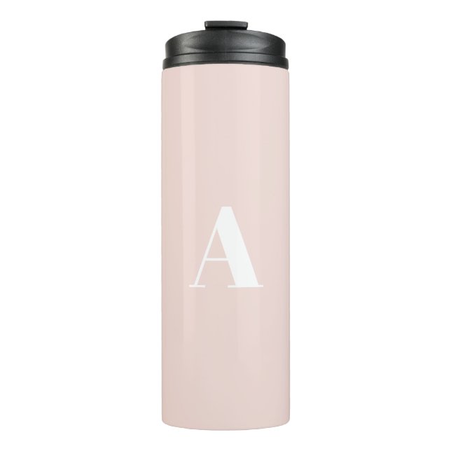 Monogram blush pink white chic thermal tumbler (Front)