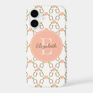 Monogram Blush Rose and Horseshoe