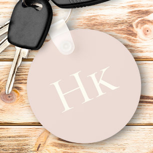 Monogram Blush Rose Ivory Monogrammed Initial Key Ring