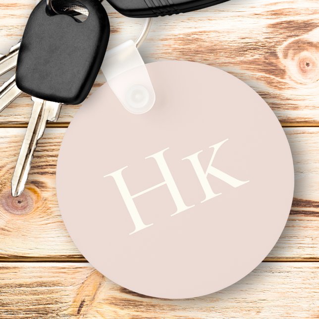 Monogram Blush Rose Ivory Monogrammed Initial Key Ring (Creator Uploaded)