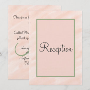 Monogram Blush Sage Green Watercolor Reception Invitation