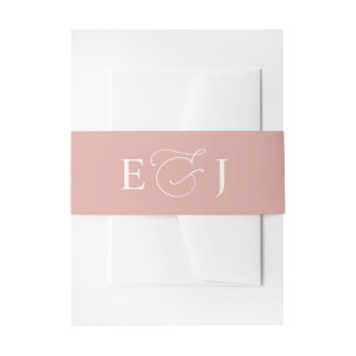 Monogram Blush Wedding Invitation Belly Band