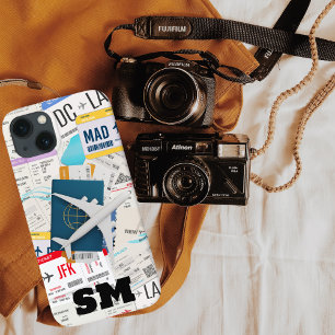 Monogram Boarding Pass, Plane Ticket collage, Fun iPhone 13 Case