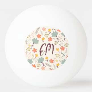Monogram Boho Flowers Ping Pong Ball