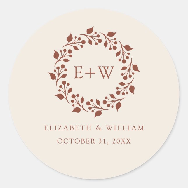 Monogram Boho Terracotta Burnt Orange Sticker (Front)