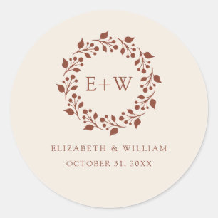 Monogram Boho Terracotta Burnt Orange Sticker