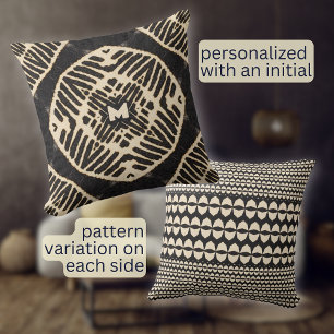 Monogram bold geometric pattern boho cushion