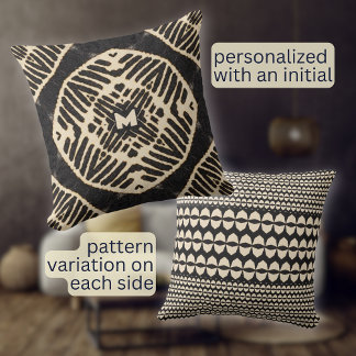 Monogram bold geometric pattern boho cushion