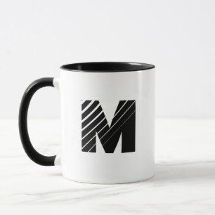 Monogram Bold Modern Black White Mug