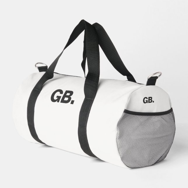 Monogram Bold Modern Minimal White Duffle Bag (Right Corner)