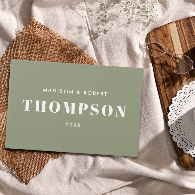  Monogram Bold Modern Simple Sage Green Wedding Guest Book (Creator Uploaded)