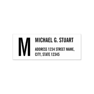Monogram Bold Text Return Address Rubber Stamp