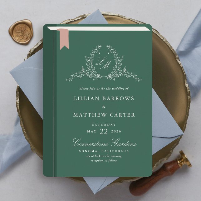Monogram Book Cover Wedding Invitation (Monogram Book Cover Wedding Invitation)