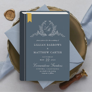 Monogram Book Cover Wedding Invitation