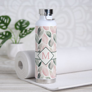 Monogram Botanical Leaves Water Bottle