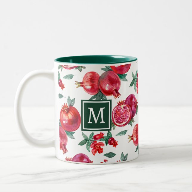 Monogram Botanical Pomegranate Mug (Left)