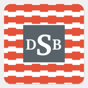 Monogram Boxstripe Pattern Square Sticker