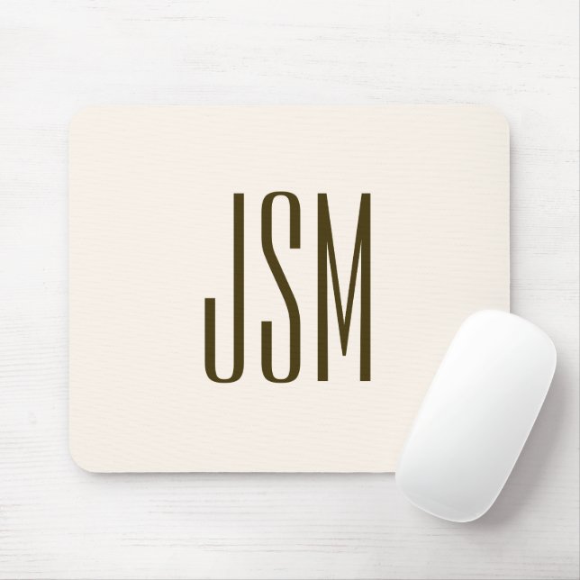 Monogram, Brand or Business Name | Off-white Brown Mouse Pad (With Mouse)