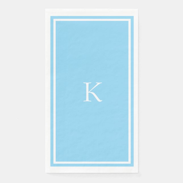 Monogram Bridal Shower Light Blue Initial Wedding Napkin (Front)