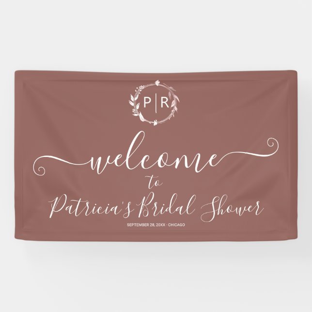 Monogram Bridal Shower Welcome Sign Banner (Horizontal)