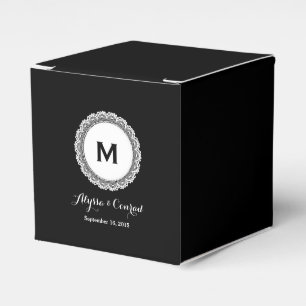 Monogram Bride Groom Date Wedding BLACK V01 Favour Box