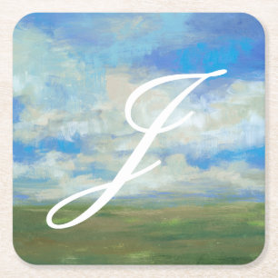 Monogram Bright Day I Square Paper Coaster