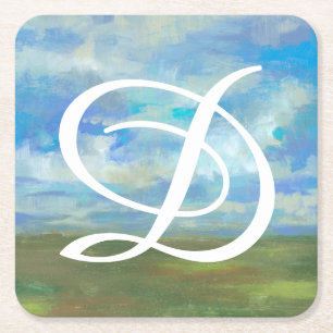 Monogram Bright Day II Square Paper Coaster