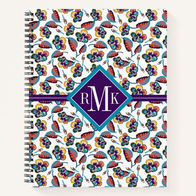 Monogram | Bright Hibiscus Pattern Notebook (Front)