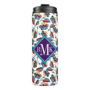 Monogram Bright Hibiscus Pattern Thermal Tumbler