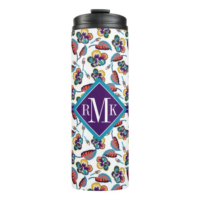 Monogram | Bright Hibiscus Pattern Thermal Tumbler (Front)