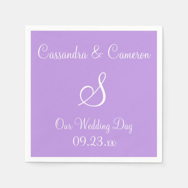 Monogram Bright Lavender Simple Colour Coordinatin Napkin (Front)