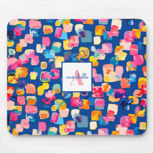 Monogram Bright Painted Abstract Personalised iPad Mouse Pad