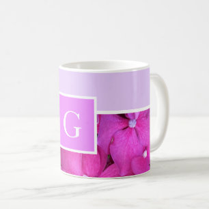 Monogram Bright Pink Floral Coffee Mug