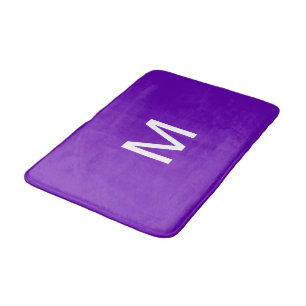 Monogram Bright Purple White Bath Mat
