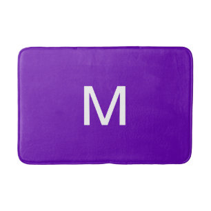 Monogram Bright Purple White  Bath Mat