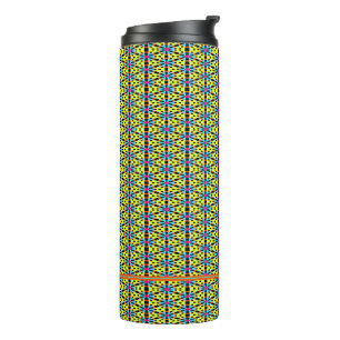 Monogram Bright Yellow/Aqua/Red Stripes/Triangles Thermal Tumbler
