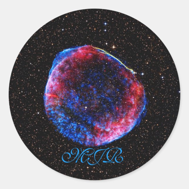Monogram Brightest Supernova Ever space picture Classic Round Sticker (Front)