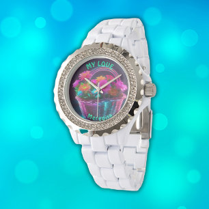 Monogram Brightly Coloured Flowers in a Basket Watch